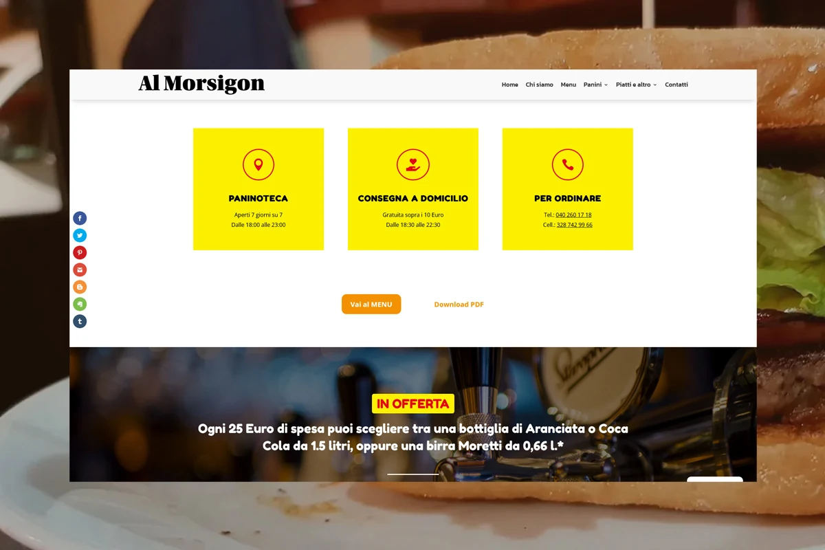 Sito web per paninoteca Al Morsigon