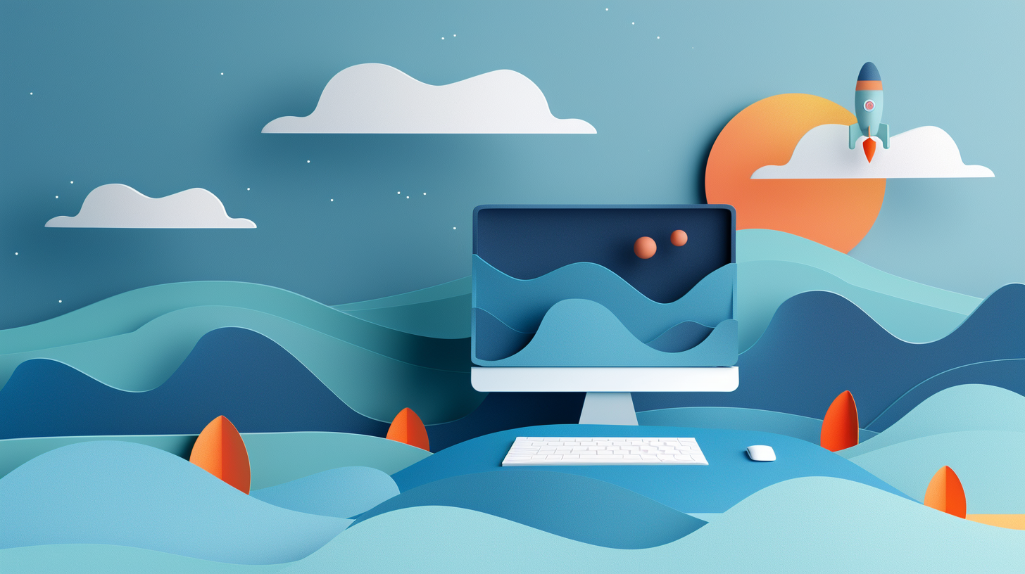 Un computer fatto di carta origami col quale viene realizzato un nuovo sito web